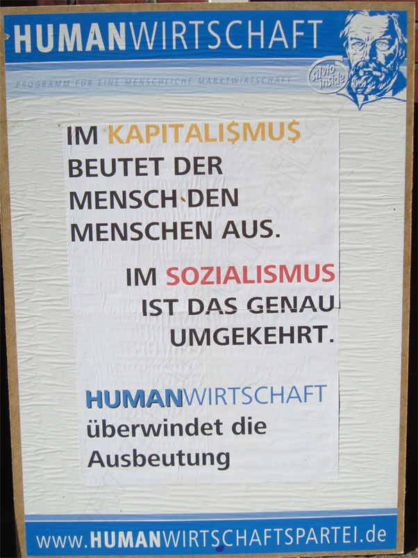 Plakat HUMANWIRTSCHAFT überwindet die Ausbeutung