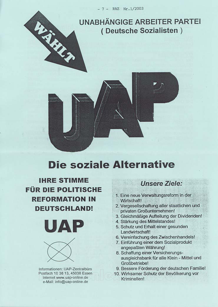 UAP Wahlwerbung 2003