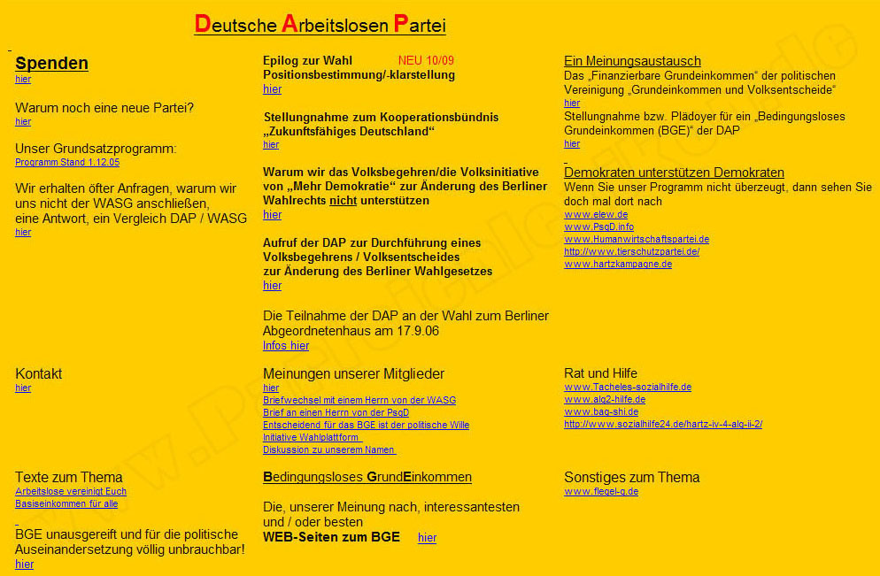 Bildschirmfoto Deutsche Arbeitslosen Partei DAP